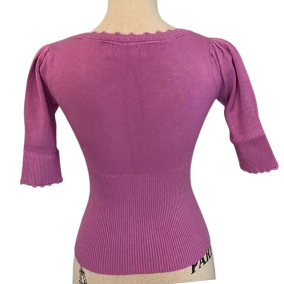 Plugg Vintage Y2K Ribbed Lace-up Sweater Pink/Purple Size Small - Picture 4 of 7